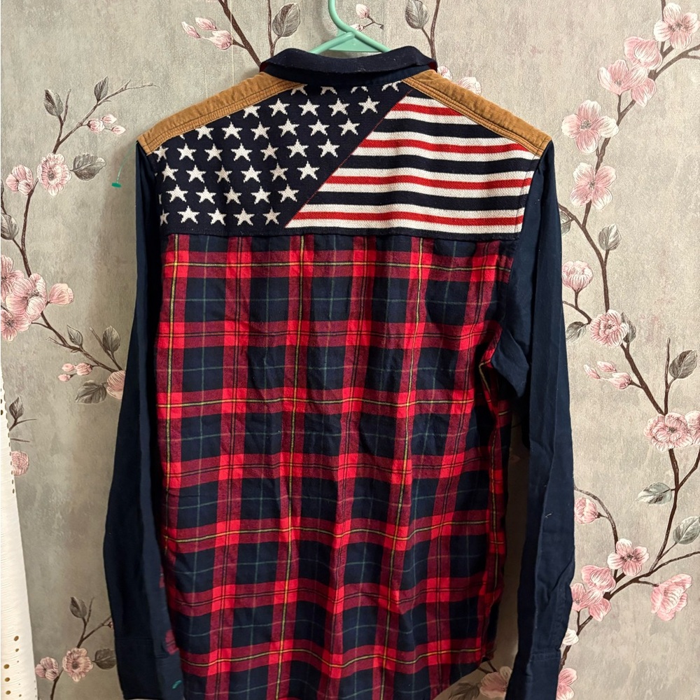Men's Red and Blue Plaid Casual Button Down Shirt